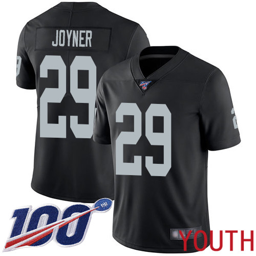 Oakland Raiders Limited Black Youth Lamarcus Joyner Home Jersey NFL Football #29 100th Season Jersey->women nfl jersey->Women Jersey